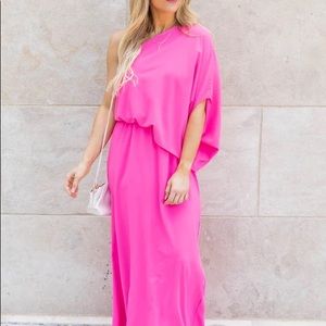 Pink Lilly One Shoulder Maxi Dress